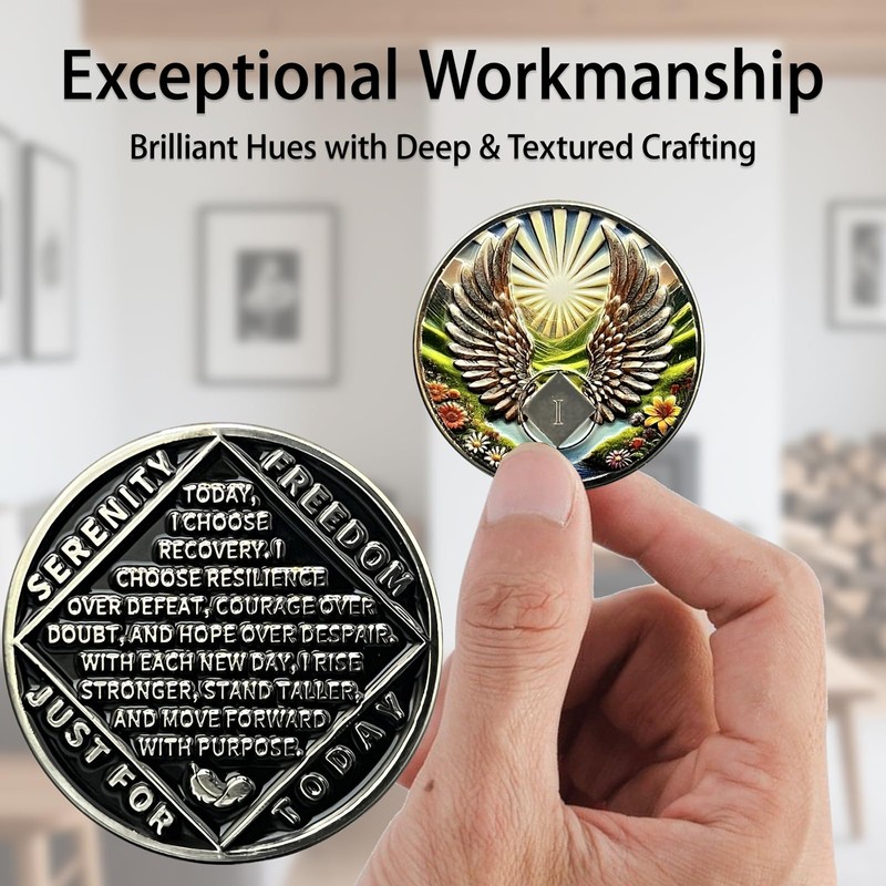Leafence Recovery and Resilience Commemorative Sobriety Coin Recovery Addiction and