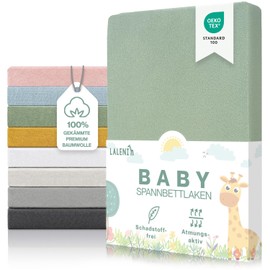 Laleni Premium fitted sheets for baby bed, breathable, 100% cotton (150 g/m²), Oeko-Tex 100 Certified, 70 x 140 cm, summer green