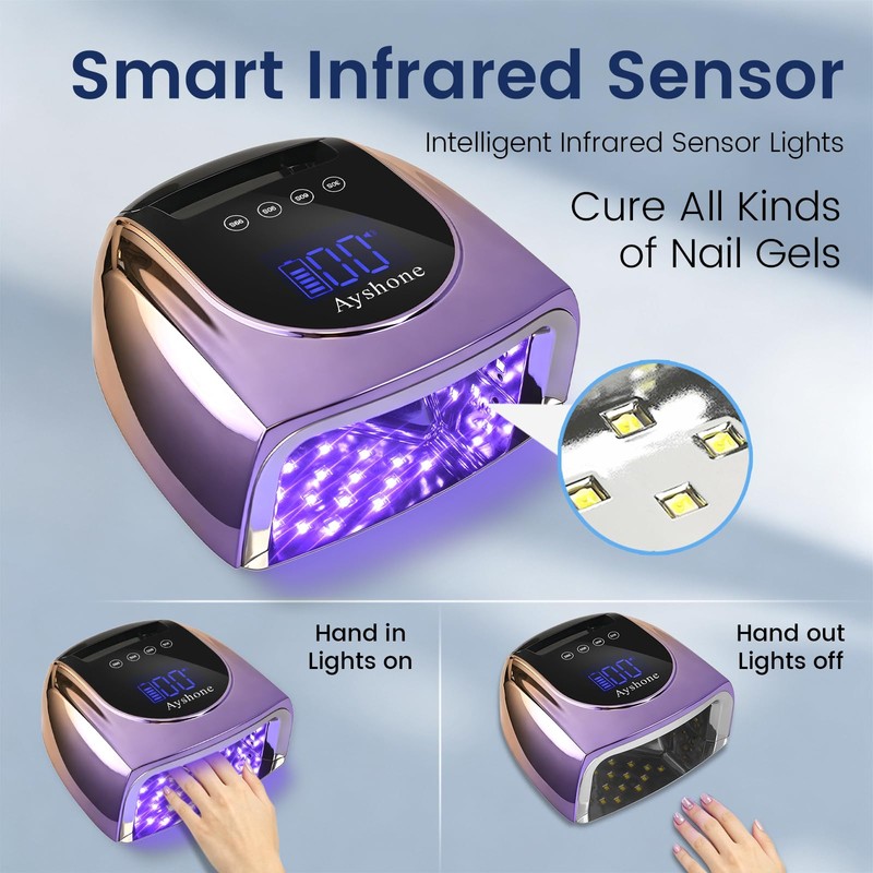 Ayshone Professional Rechargeable 96W UV LED Nail Lamp,Cordless UV Light