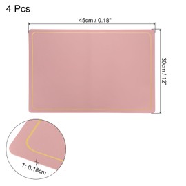 sourcing map 4 Pcs Faux Leather Placemats for Dinner Table, PU Leather Rectangle Table Mats Placemats Heat Resistant Waterproof Oil Proof Kitchen Placemats (Pink Gold Line)