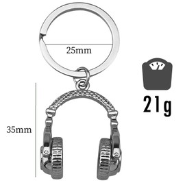 Roar Keyring, headphones, stylish accessory for boys, girls, musicians, music fans, music festivals, perfect for keys, bags and backpacks, silver, Unit size