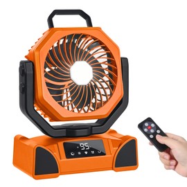 OUTTPLY 20000mAh Portable Camping Fan, Rechargeable Battery Powered Fan with Remote Control & Oscillating, LED Display, Light, Timer, Rotation, Hanging Hook for Outdoor Camp, Beach, Travel Tent