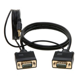 Cables Direct Online 6FT SVGA + Audio Monitor Cable, Male to Male 1080P Super VGA Display Cord for PC Projector Laptop TV
