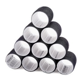 KHEERANA 10 Self Grip Black Hair Rollers Medium Curlers For Short & Long Hair Salon Hairdressing Curler Self Holding DIY Roller (40MMB, 40MMB)
