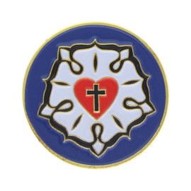 Lutheran Rose Pins with Heart and Black Cross 1 Inch by Sterling Gifts