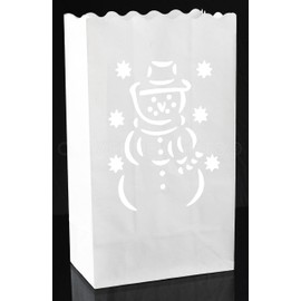 CleverDelights White Snowman Luminary Bags - 20 Count - Christmas Holiday Luminaria