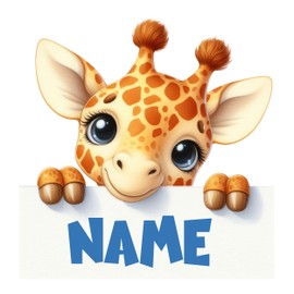 GRAZDesign Wandtattoo Giraffe mit Namen personalisiert, Wandaufkleber Kinderzimmer Türaufkleber Schrank Aufkleber selbstklebend - 31x30cm
