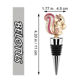 Wine Bottle Stopper Crystal Polygonal Gem Squirrel Animal Gold Bottle Airtight Seal-Decorative Topper for Wine &Beverage Plug,Set of 1