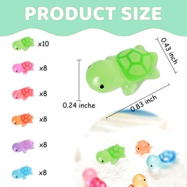 Tindobewan 50 PCS Tiny Turtle Glow in The Dark Mini Resin Sea Turtle Miniature Plastic Turtles Figures for Craft, Garden Decor, Home and Party Decorations(Luminous Tiny Turtle 6 Colors)