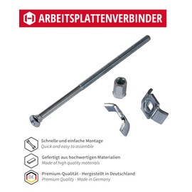 Gedotec Furniture Connector Screws | Pack of 10 - Connection Screw 120 mm Solid Wood Connector Made of Steel | Furniture Connector with M6 Thread | Corner Connector with Drilling Size: 60-69 mm |