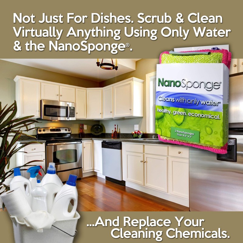 Nano Sponge Cleaning Sponges. Supersized Everyday Heavy Duty Household Kitchen