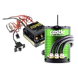 Castle Creations Sidewinder 4 Sensorless ESC & 1410 3800KV Brushless Motor Upgrade for 1/10 RC Vehicles SCT Edition, Black, Green