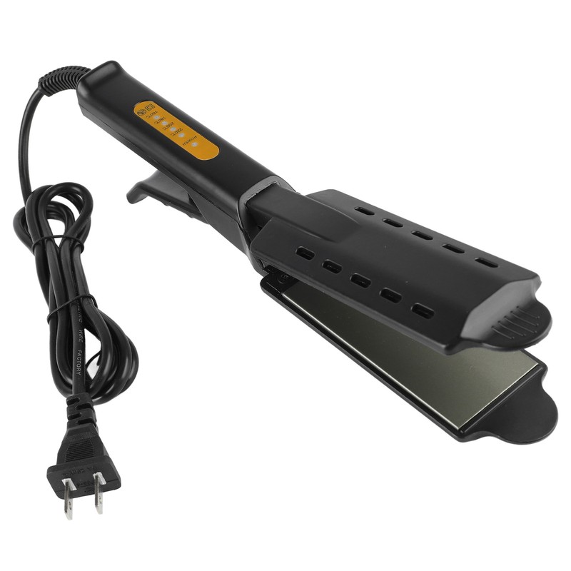 Hair Straightener Wide Steam Flat 4 Level Adjustable Temperature Black