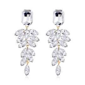 FDEETY Women's Crystal Dangle Earrings Long Crystal Tassel Earrings Wedding Bridal Rhinestone Earrings Fashion Jewellery, Crystal