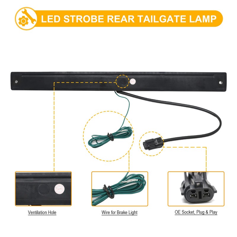 Full LED Tailgate Light Compatible with Ram 2500 3500 2006-2018