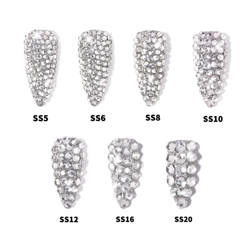 HARY Hotfix Rhinestones Set,Crystal, Mixed 7 Sizes SS5 - SS20,