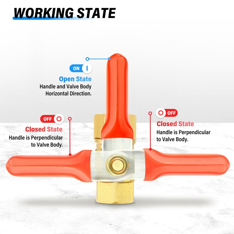 TAILONZ PNEUMATIC 3PCS 1/4 Inch Brass Mini Ball Valve Shut