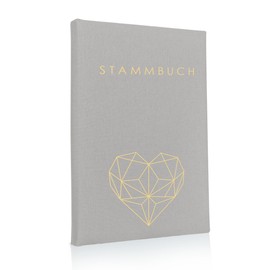 Hochzeitideal Family Register of the Family Series Geometric Light Grey 21.0 cm x 15.0 cm - Bookbinding Linen Wedding - Family Book Registry Office with 6-Compartment Ring Mechanism for Certificates