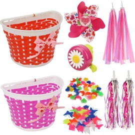Bike Decoration, Bike Basket Bicycle Spoke Beads and Bicycle Bell Bike Streamers Bike Handlebar Windmill for Children's Bike Accessories