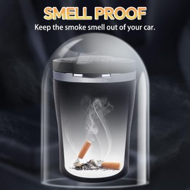 SOLARXIA Car Ashtray, Auto Ashtray with Damping Lid Purple LED Light for Most Car Cup Holder Home Office (Black)