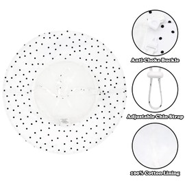 Sarfel Toddler Girl Sun Hat, White, Polka Dots, UPF 50+, 0-48 Months, Floppy Bucket Hat, Outdoor, Summer, Baby Girls, Machine Wash