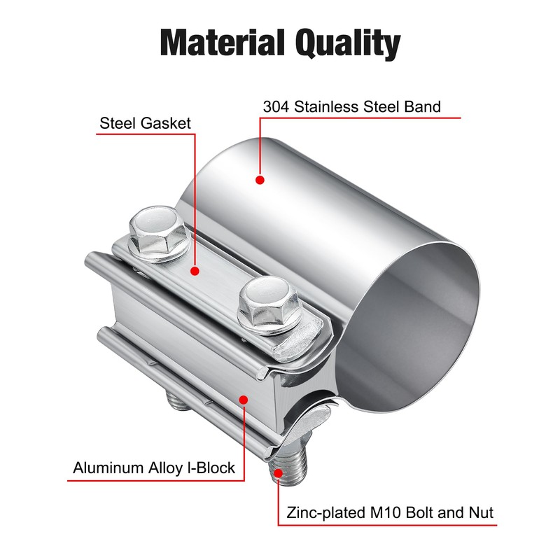 EVIL ENERGY 2.75 Inch Exhaust Clamp,2 3/4" Butt Joint Band