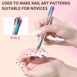 Nail Dotting Pen in Ballpoint Pen Design, Tiny Paint Brushes Liner Brush for Nails Gel, Uv Gel, Rhinestone Precision Tools for Manicure DIY,YGJ-010