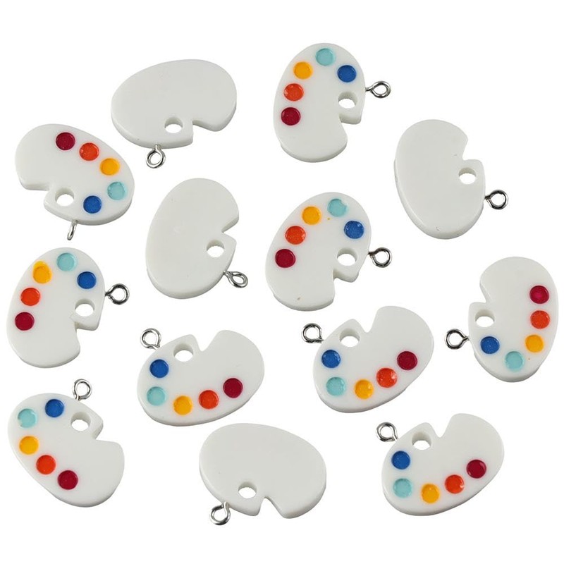 YYlingx 30 Pcs Colorful Paint Tray Charms for Jewelry Making