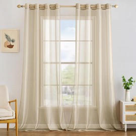 MIULEE - Juego de 2 paneles de cortinas translúcidas beige sólido de 120 pulgadas, cortinas extralargas de 10 pies, ojales elegantes para filtrar la luz, cortinas de gasa/tratamiento