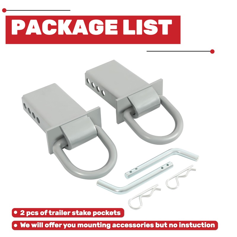 KUAFU Trailer Stake Pocket D Ring Compatible with Standard 2"x