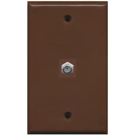 RiteAV Coax Cable TV Wall Plate 1 Gang Flat - Brown