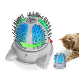 Automatic Cat Self Groomer with 2 Speed Rotating Brush, Smart Interactive Cat Massager with Color Changing LED Light and Catnip, Wall Mounted Design for Indoor Cats