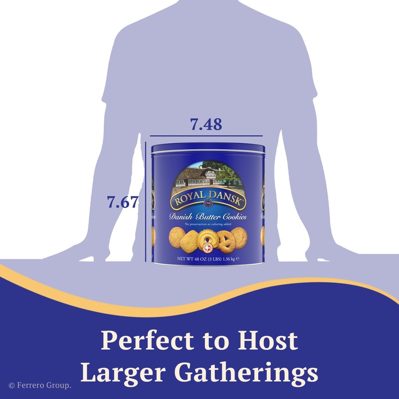 Royal Dansk Danish Butter Cookies, 48oz Exclusive Tin, Traditional Assortment,