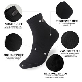 Wildarms Men's 6-Pack Running Socks - Cotton Ankle Socks with Arch Support, Cushioned & Breathable for Sports & Hiking (US, Numeric, 8, 10, Regular, Regular, 6, Black6)