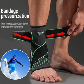 LQSCJS 1 Pair of Ankle Braces for Men and Women, Adjustable Ankle Brace, Foot Bandage, Ankle Bandage for Sports, Joint Pain (Green, L)