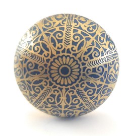 French Furniture Fittings Set of 6 Brass Knobs Kitchen Cabinet Pull knobs, Cupboard, Chest, Furniture, Drawer Handles - Dark Blue Brass Patterned KNOBS - Vintage Shabby Chic 36 mm by FFF