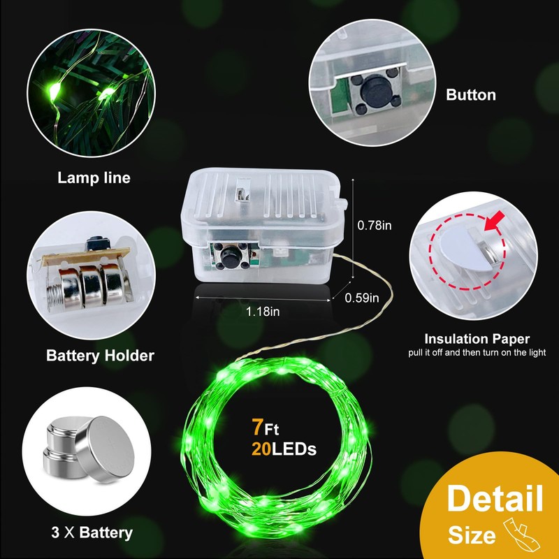 pozzolanas 24 Pack Led Fairy Lights Battery Operated String Lights，7