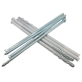 HAFD 12" Heavy Duty Wall Anchor for Coach Screws 10x300mm with 12x300mm Plastic Plugs, Strong Fixings for Brick, Concrete, and Stone 12inch Pack of 4