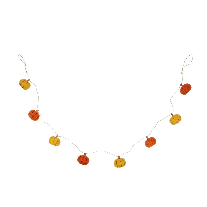 Lights4fun Pumpkin Garland Felt 130 cm Autumn Decoration