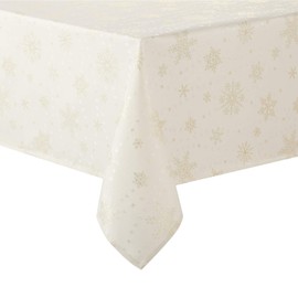 HARORBAY White Tablecloth for Rectangle Tables 60 x 84 Inch, Heavy Weight Soft Table Cloth for Dining Room Kitchen Party Winter Holiday, Cream Gold Heavy Weight Soft Table Cover (Agnes Serie)