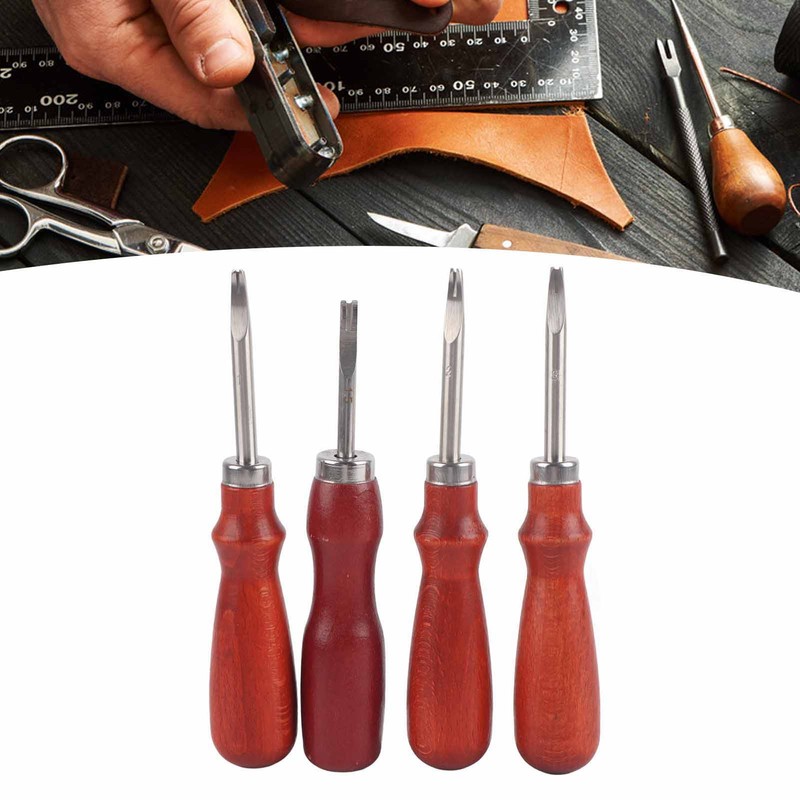 4 Pcs Leather Edger Leather Edge Chamfering Knife Sharpener Hand