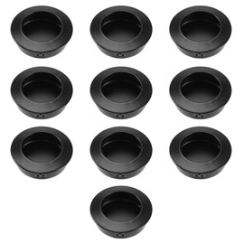 ECSiNG 10PCS Round Recessed Pull Handles Sliding Door Handle Hidden Drawer Pulls for Furniture Cupboard Wardrobe Cabinet Door Home Decoration Stainless Steel Black