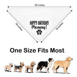 ZBBFSCSB Happy Birthday Mommy White Dog Bandana, Birthday for Dog Mom Lover, Puppy Scarf Photo Shoot Prop for Party Theme Dinner, Cute Pet Accessory Costume for Birthday Celebration