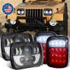 Unbranded For 87-95 Jeep Wrangler YJ 7x6" LED Headlights Hi-Lo