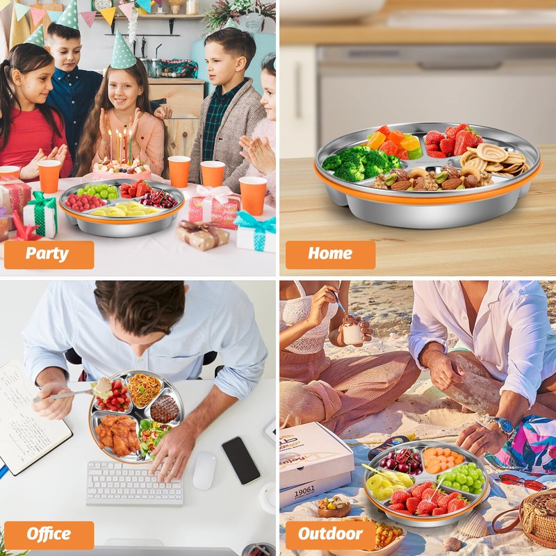 VAlinks Divided Serving Tray with Lid SUS 304 Snackle Box