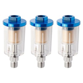 Evponk 3 Pcs Air Compressor Water Oil Separator Filter, 1/4" NPT Inlet and Outlet Airbrush Compressor Moisture Filter for Spray Paint Gun and Air Tools, Blue