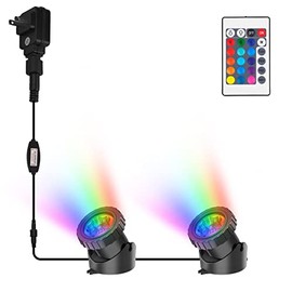 CREPOW RGB Pond Lights, Super Bright Underwater Colorful Landscape Spotlights, 98ft Remote Control IP68 Waterproof LED Submersible Fountain Lights for Fish Aquarium Tank Garden Yard Pool (Set of 2)