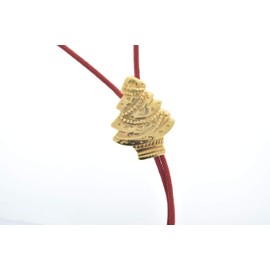 HHH Designs Bolo Tie Necklace - Christmas Tree Bolo on Red cord - Western Bolo Tie for Men and Women - Nylon Fabric Bolo Tie - Made in USA