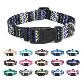 Suredoo Adjustable Dog Collar with Patterns, Ultra Comfy Soft Nylon Breathable Pet Collar for Small Medium Large Dogs (M, Tribal Violet)