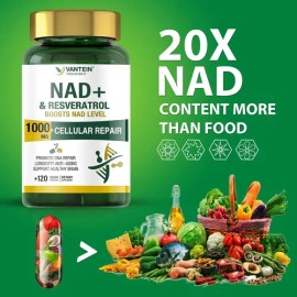 Vantein Suplemento Nad+ 1000mg 120 Cápsulas Precursor Nmn